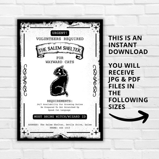 WAYWARD CATS Print | DIY Halloween Party Decorations | Cat Halloween Poster