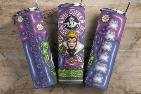 Evil Queen Glitter Tumbler with Lid and Straw