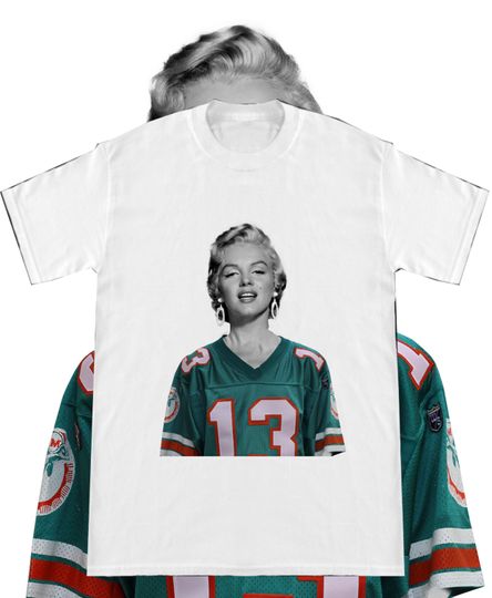Vintage Marilyn Monroe wearing a Miami Dolphins Shirt
