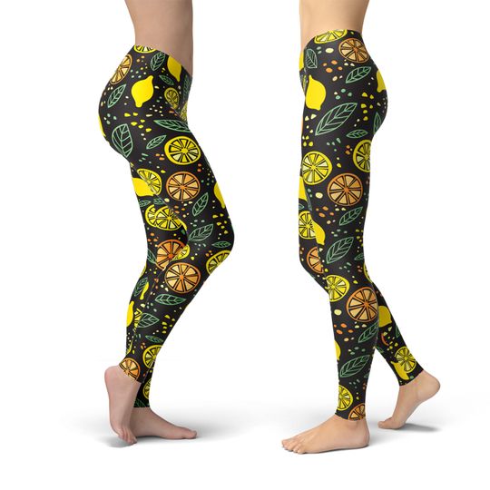 Lemon Summer Leggings, Leggings Gift for Women
