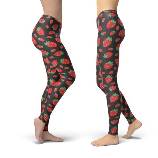 Strawberry Valentine's Day Leggings, Leggings Gift for Women