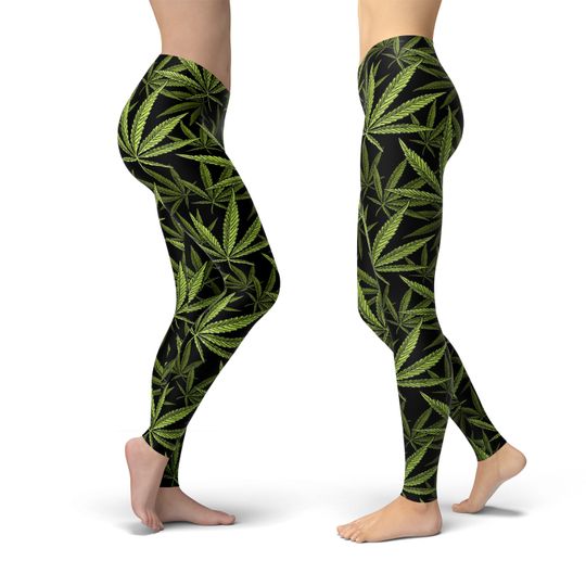 Weed Leggings, Cannabis Leggings, Marijuana Leaf Leggings, Leggings for Women