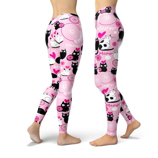 Cute Valentine Legging, Cute Cat Leggings, Valentine's Day Leggings, Printed Leggings, Yoga Pants, Yoga Capris, Yoga Tights