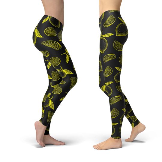 Lemon Leggings, Gift for Women