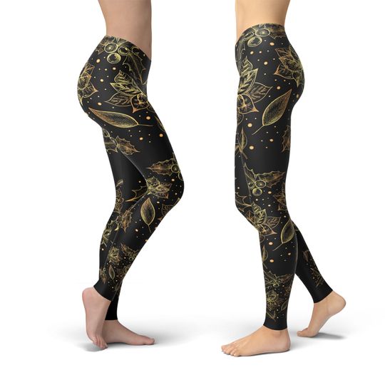 Vintage Floral Leggings, Leggings Gift for Women