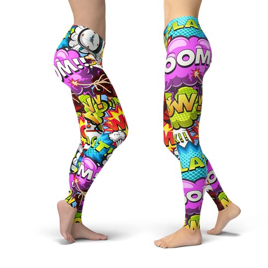 Comic Pop Art Leggings, Leggings Gift for Women