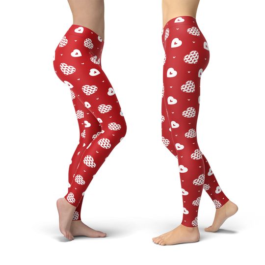 Heart Valentine's Day Leggings, Leggings Gift for Women