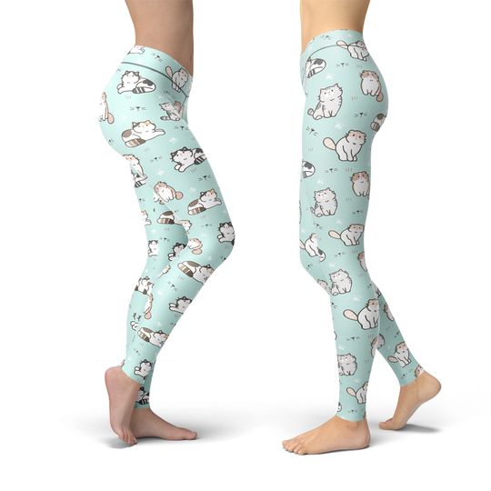 Cute Cat Leggings, Gift for Women, Cat Lover Gift