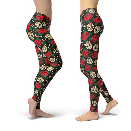 Sugar skull Leggings, Day of The Dead Leggings, Gift for Women