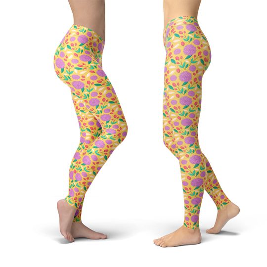Floral Yoga Leggings, Gift for Women