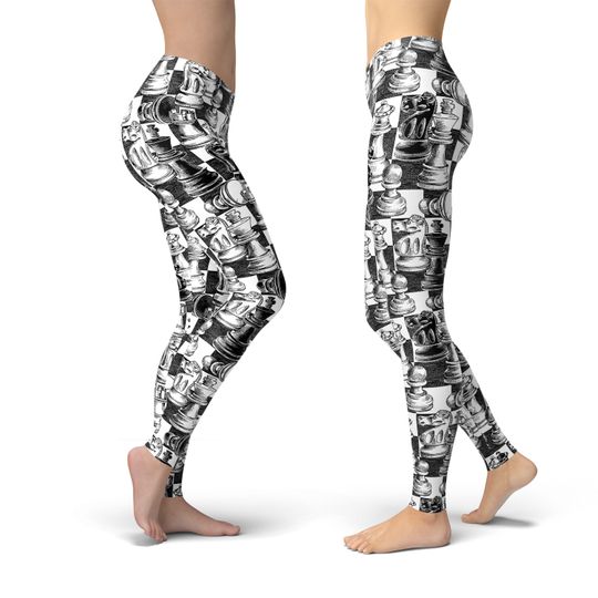 Chess Pattern Leggings, Gift for Women