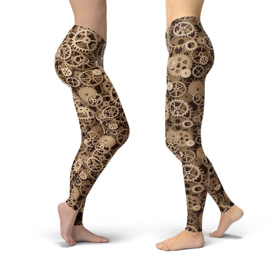 Steampunk Gears Leggings, Gift for Women