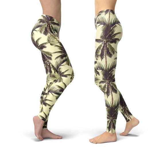 Coconut Tree Jungle Leggings, Gift for Women