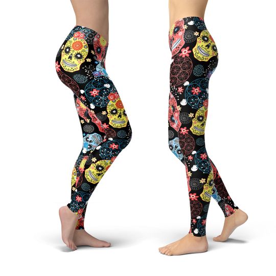 Sugar Skull Leggings, Halloween Leggings, Day of The Dead Leggings