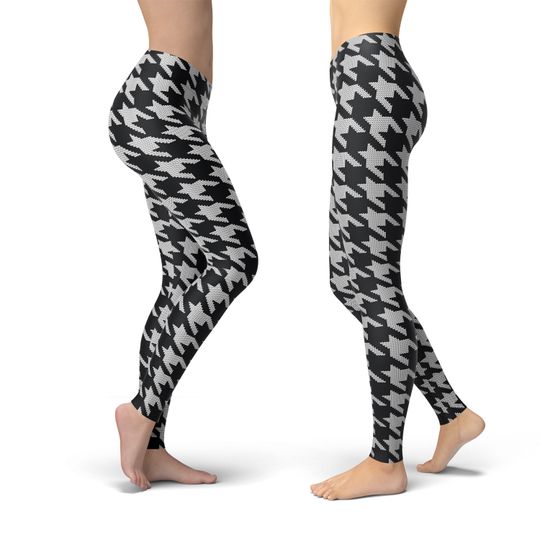 Houndstooth Yoga Leggings: Printed Stretch Workout Pants