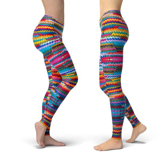 Knitted Pattern Yoga Leggings, Gift for Women