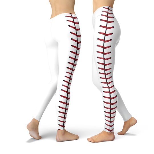 Stitch Seam Baseball Leggings For Women, Baseball Leggings, Sports Leggings, Baseball fanwear, Printed Leggings, Workout Leggings,Yoga Pants