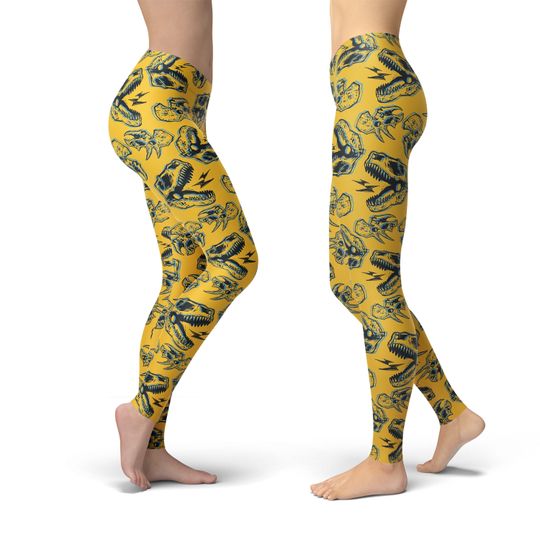 Dinosaur T-Rex Skull Leggings, Leggings Gift for Women