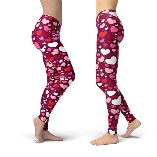 Heart Yoga Leggings, Valentine's Day Leggings, Gift for Women