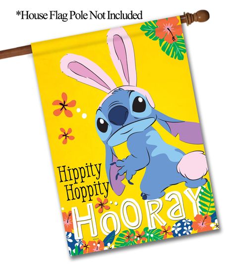Disney, Easter Bunny Stitch Garden Flag