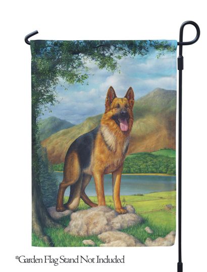 Spring Dog, Germand Shepherd Great Outdoors Garden Flag