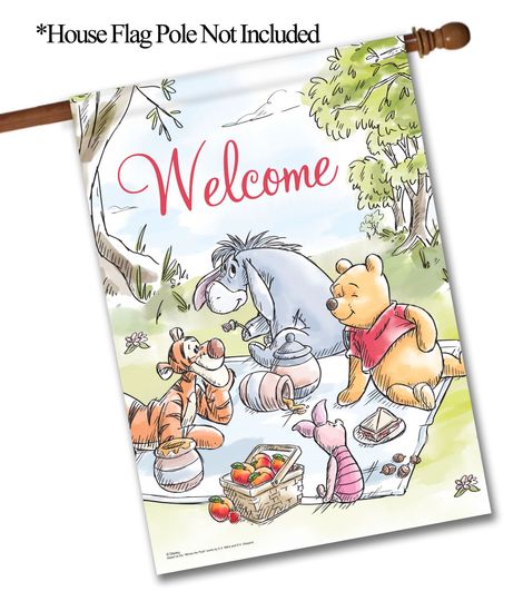 Disney Winnie the Pooh Spring Picnic Garden Flag