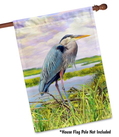 Great Blue Heron Summer Garden Flag