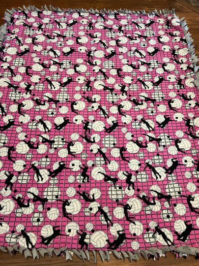 Girls Volleyball Woven Fleece Blanket, Two-Piece Hand-Tied