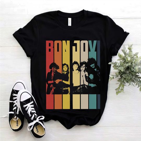 Vintage Retro Bon Jovi T-Shirt, Bon Jovi Gift, Retro Gift