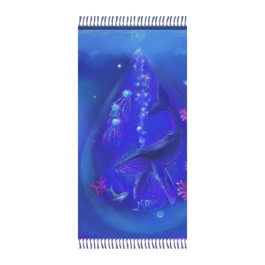 Whale, Maui, Hawaii, Pikoart, Boho Beach Cloth