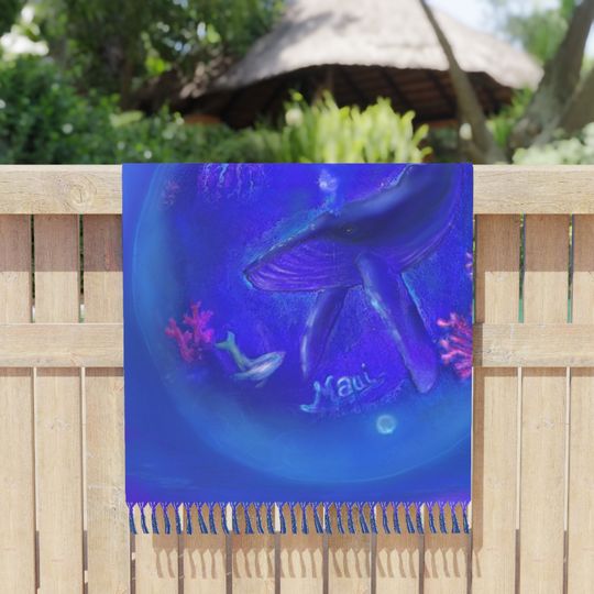 Whale, Maui, Hawaii, Pikoart, Boho Beach Cloth