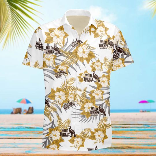 Wild Turkey Bourbon Whiskey Beach Hawaiian Shirt