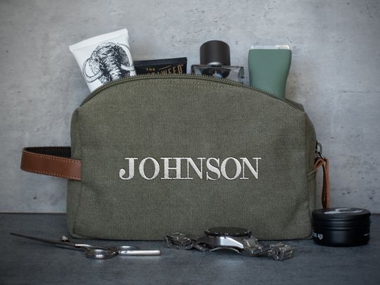 Custom Leather Toiletry Bag – Personalized Gift for Men, Dad, or Husband