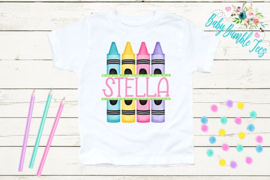 Custom name Crayon School Shirt, Back To School Gifts