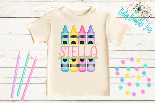 Custom name Crayon School Shirt, Back To School Gifts