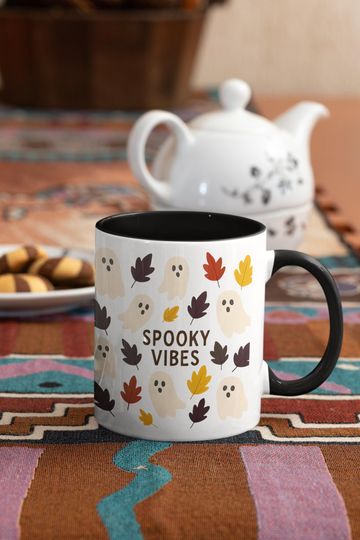 Boo-tiful Ghost Accent Mug, Autumn Vibes Cup, Perfect Gift for Halloween Fans