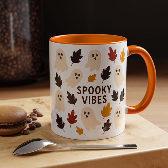 Boo-tiful Ghost Accent Mug, Autumn Vibes Cup, Perfect Gift for Halloween Fans