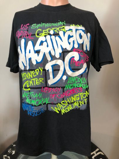 Vintage Washington DC Landmarks Graffiti T-Shirt
