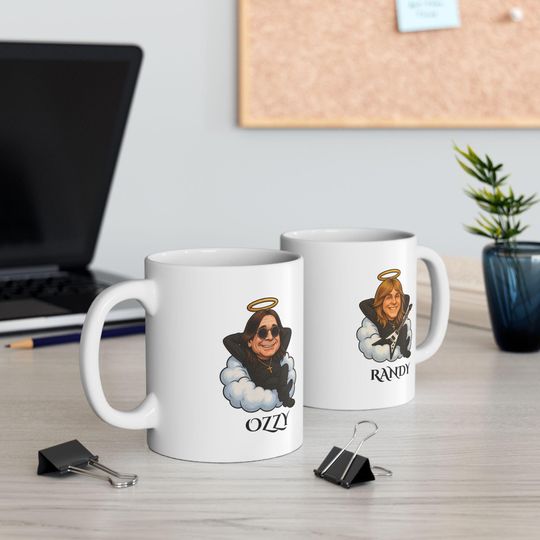 Ozzy Osbourne & Randy Rhoads Tribute Mug, Metal Legends Prince of Darkness Ceramic Cup