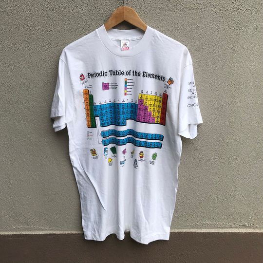 Vintage 90s PERIODIC TABLE element art tee