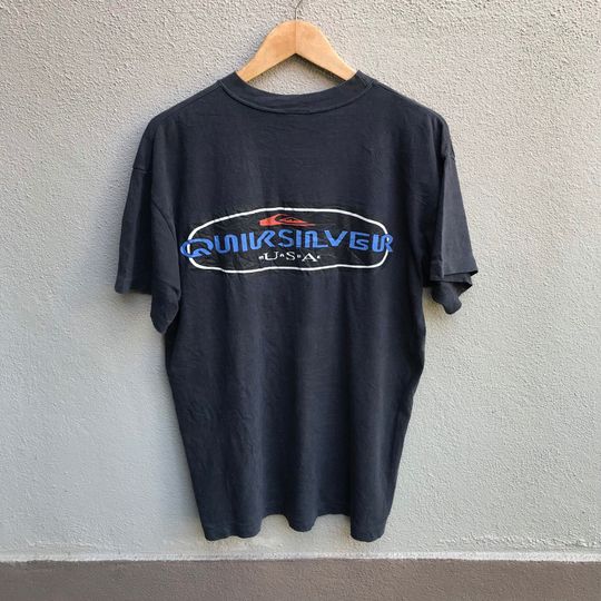 Vintage 90s QUIKSILVER usa old logo surf tee billabong