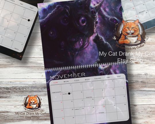 Cosmic Horror Cats Calendar 2026: Lovecraftian Art