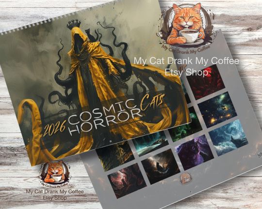 Cosmic Horror Cats Calendar 2026: Lovecraftian Art