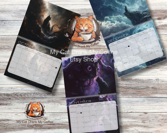 Cosmic Horror Cats Calendar 2026: Lovecraftian Art