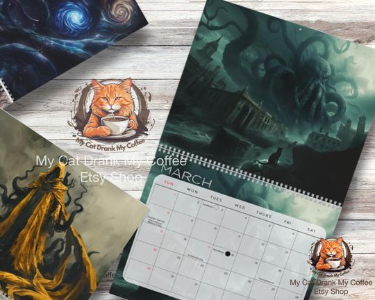 Cosmic Horror Cats Calendar 2026: Lovecraftian Art