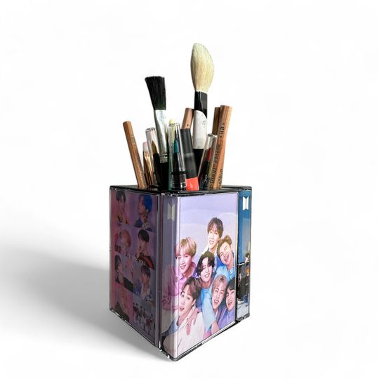 BTS Cassette Tape Desk Organizer Pen Pencil Holder Handmade Retro Makeup brush holder | Plant Pot Cute K-Pop gift
