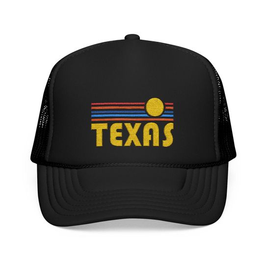 Texas Embroidered Foam Trucker Hat - Retro Sunset
