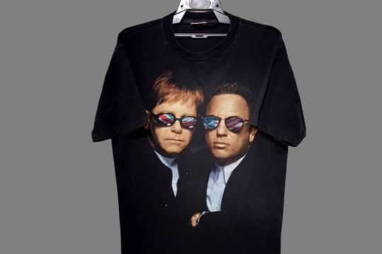 Vintage 90s Elton John & Billie Joel English Singer Composer T Shirt