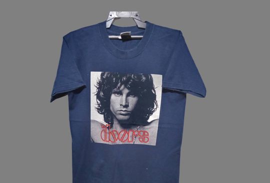Vintage THE DOORS American Rock Band Blue Small T Shirt Psychedelic Rock Blues Rock