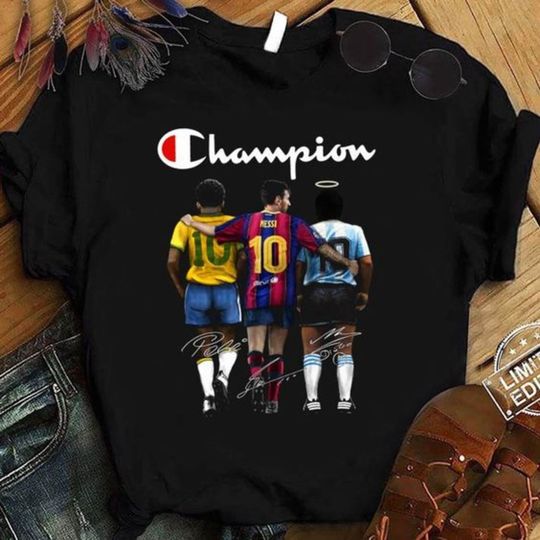 Champion Soccer Pele Shirt, Pel Lionel Messi Diego Maradona Shirt